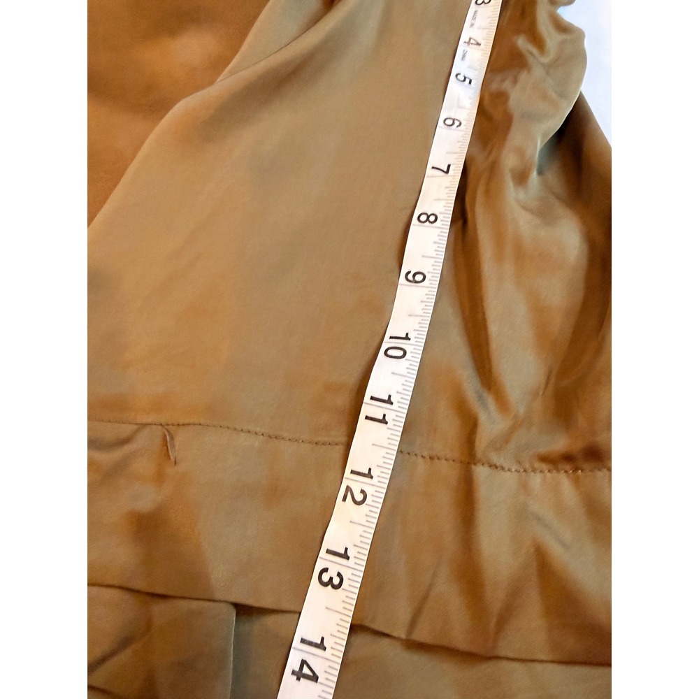 Anthropologie Moss Brown Satin Wide Leg Cropped Pants XL Paperbag Waist NEW - Picture 6 of 8